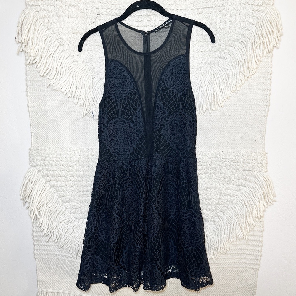 For Love And Lemons Black Lace Lulu Fit And Flare Lace Mini Dress S